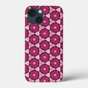 Roze roze floraalpatroon iPhone 13 mini hoesje