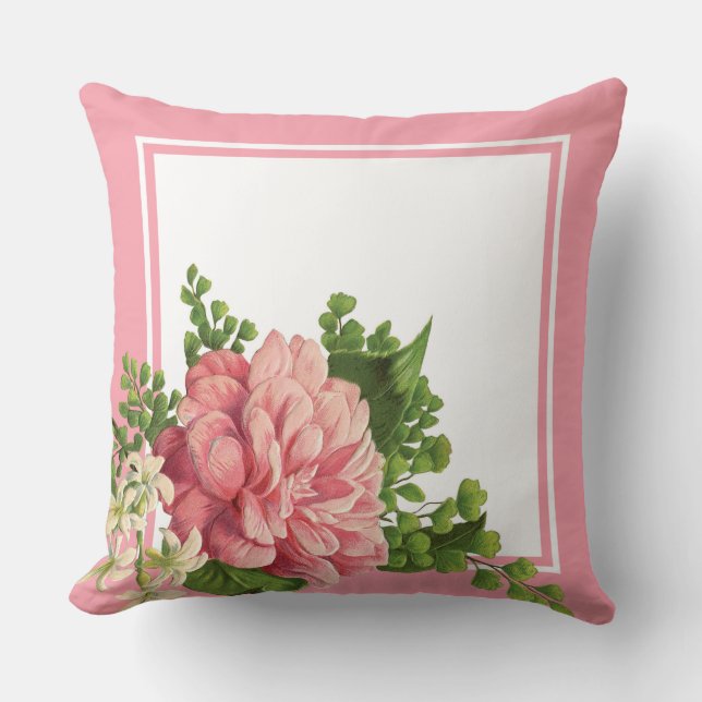 Roze Roze  Floral Bedroom Accent Kussen (Voorkant)