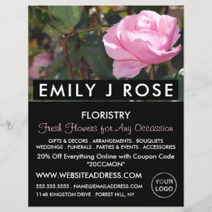 Roze roze, Florist, bloemenborst Adverteren Flyer