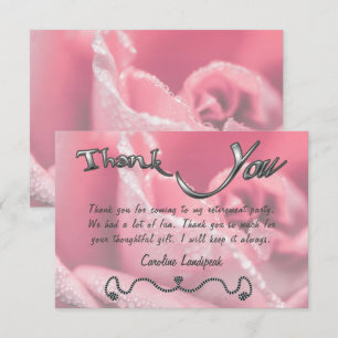 Roze roze foto Happy Retirement Bedankt Notitiekaartje