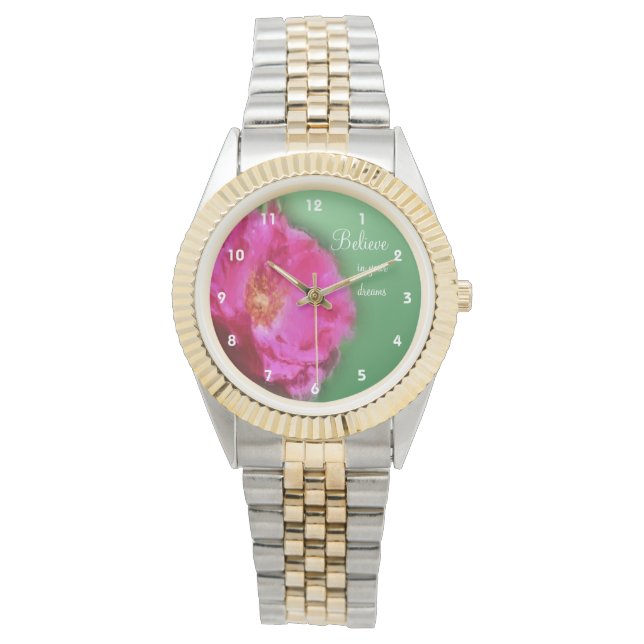 Roze roze geloof Inspirerend Horloge (Voorkant)