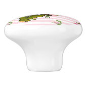 Roze Roze Gestreept Chique Witte Knop (Zijkant)