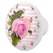 Roze Roze Gestreept Chique Witte Knop (Rechts)