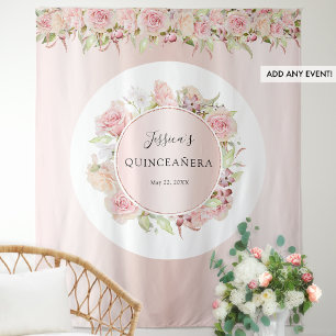 Roze, Roze Goud, Blush Quinceañera Fotobackdrop Wandkleed