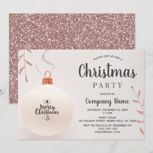 Roze Roze Goud Glitter Bedrijfs Kerstfeest Kaart