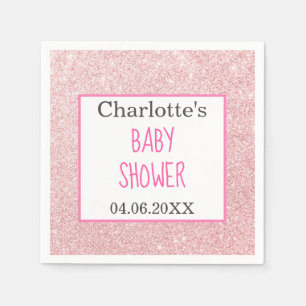 Roze Roze Goud Glitter Sparkle Baby Borrel Servet