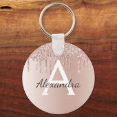 Roze Roze Goud Nep RVS Monogram Sleutelhanger (Voorkant)