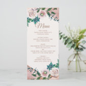Roze Roze Goud Succulenten Trouwmenu Menu (Staand voorkant)