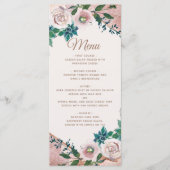 Roze Roze Goud Succulenten Trouwmenu Menu (Voorkant)