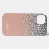 Roze Roze Goud Zilver Glitter Monogram Case-Mate iPhone Case (Achterkant (horizontaal))