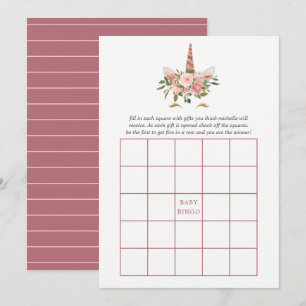Roze & Roze Gouden Bloem Eenhoorn Baby Shower Bing Kaart