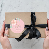 Roze roze gouden bloemige eucalyptus bedankt ronde sticker