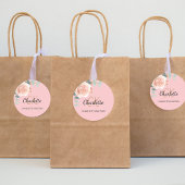 Roze roze gouden bloemige eucalyptus bedankt ronde sticker