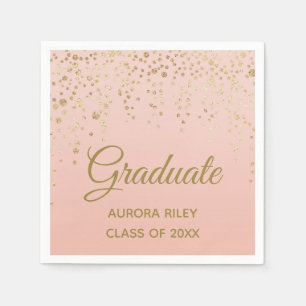 Roze Roze Gouden Glitter Confetti Afstuderen Servet