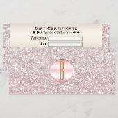 Roze Roze Gouden Glitter Monogram Cadeaubon (Voorkant / Achterkant)