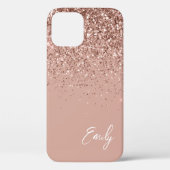 Roze Roze Gouden Glitter Monogram Hoes-M Case-Mate iPhone Case (Achterkant)
