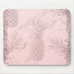 Roze roze gouden glitters ananas tropische chic muismat