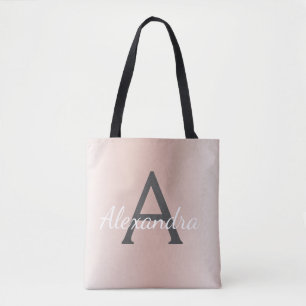 Roze Roze Gouden Metallic Elegante Monogram Boeken Draagtas