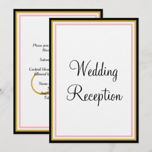Roze Roze Gouden Monogram Trouwreceptie Kaart