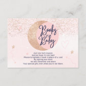 Roze roze goudglitter maan brengt boek baby shower informatiekaartje (Voorkant)