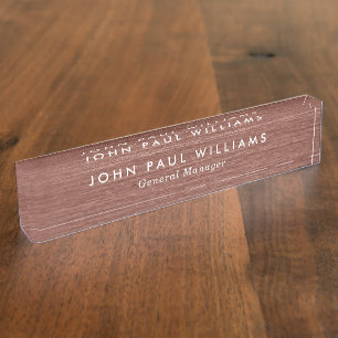 Roze roze goudkoper, geborsteld metaal, elegant mo naambordje