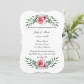 Roze Roze Greenery Foliage Engagement Party Kaart (Staand voorkant)