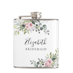 Roze Roze Groene Bruiloftsdouche Fles Heupfles