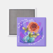 Roze roze in vaas, met vers van Psalm 118:24 Magneet (Voorkant / Achterkant)