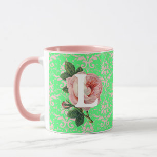 Roze Roze Initiaal  Groen Patroon Mok