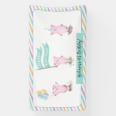 Roze roze kinderen Birthday Party Banner (Verticaal)