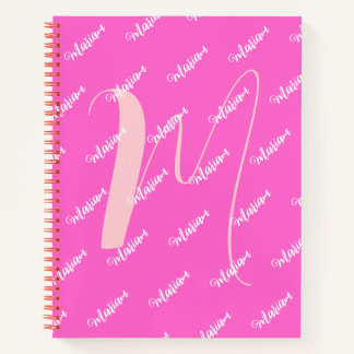 Roze Roze Kleur - Initiële Naam Met Monogram Notitieboek