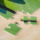 Roze, roze, met groene bladeren legpuzzel (Zijkant)