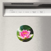 Roze, roze, met groene bladeren magneet (Insitu (Vaatwasser))