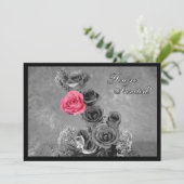 Roze roze met zwarte en witte achtergrond (Staand voorkant)