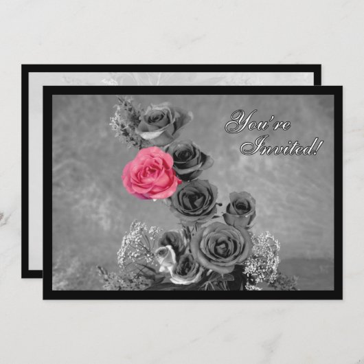 Roze roze met zwarte en witte achtergrond (Voorkant / Achterkant)