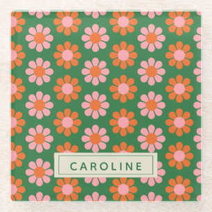 Roze roze naam van het kleurrijke ventilatorventil glazen onderzetter