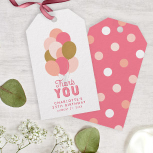 Roze Roze Nepgouden Ballonnen Dank Je Cadeaulabel