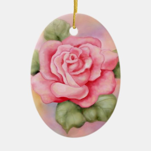 Roze Roze Oval Ornament (Voorkant)