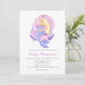 Roze Roze Pastel Zeemeermin Baby Shower Kaart (Staand voorkant)