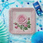 Roze Roze Quilt Papieren Bordje (Feest)