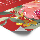 Roze roze rode chinese bruinzittenden poster (Hoek)