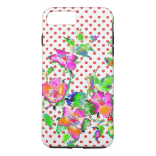  roze roze - rode en witte poka stippen 	iPhone 8 plus / 7 plus hoesje