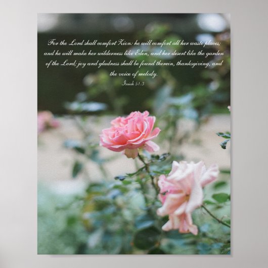 Roze Roze Roden Bijbelse Verse Poster (Voorkant)