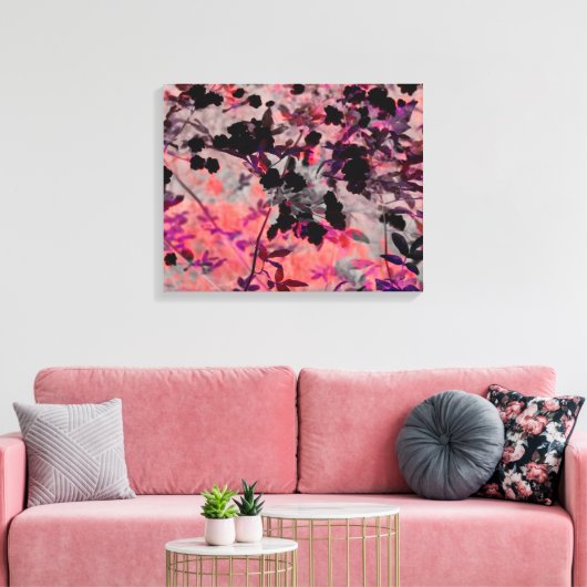 Roze, roze, romantisch bloemenpatroon in aziatisch canvas afdruk (Insitu (Woonkamer))