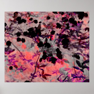 Roze, roze, romantisch bloemenpatroon in aziatisch poster