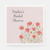 Roze Roze Romantische Rode Rozen Bruiloft Feest Servet (Voorkant)