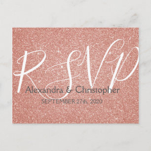 Roze roze roodbruin en Sparkle RSVP Uitnodiging Briefkaart