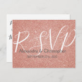 Roze roze roodbruin en Sparkle RSVP Uitnodiging Briefkaart (Voorkant / Achterkant)