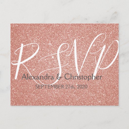 Roze roze roodbruin en Sparkle RSVP Uitnodiging Briefkaart (Voorkant)