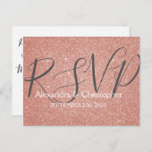 Roze roze roodbruin en Sparkle RSVP Uitnodiging Briefkaart (Voorkant / Achterkant)